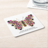 すばらしいマダラチョウのキルトパターンコースター スクエアペーパーコースター (アングル)