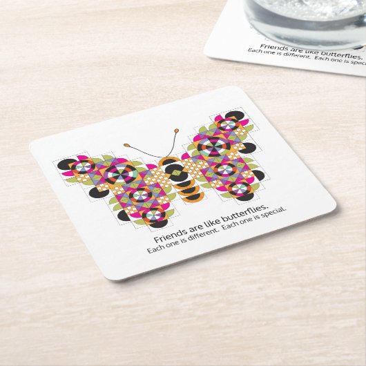 すばらしいマダラチョウのキルトパターンコースター スクエアペーパーコースター (アングル)