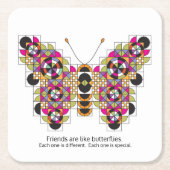 すばらしいマダラチョウのキルトパターンコースター スクエアペーパーコースター (正面)