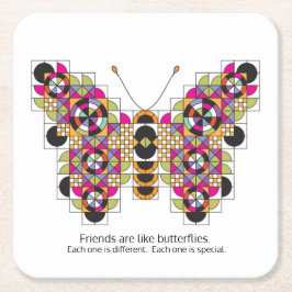 すばらしいマダラチョウのキルトパターンコースター スクエアペーパーコースター