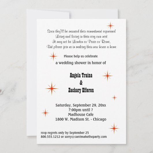 すばらしいラスベガスの印のウェディングシャワーの招待状 招待状 (裏面)