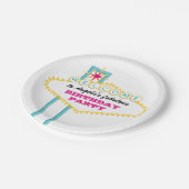 すばらしいラスベガスの印のピンクのパーティー ペーパープレート (アングル)