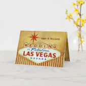 すばらしいラスベガスの結婚-ヴィンテージは縞で飾ります カード (黄色い花)