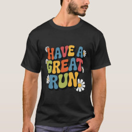 すばらしいランを レトロなグルービーなランニングモチーフ Tシャツ
