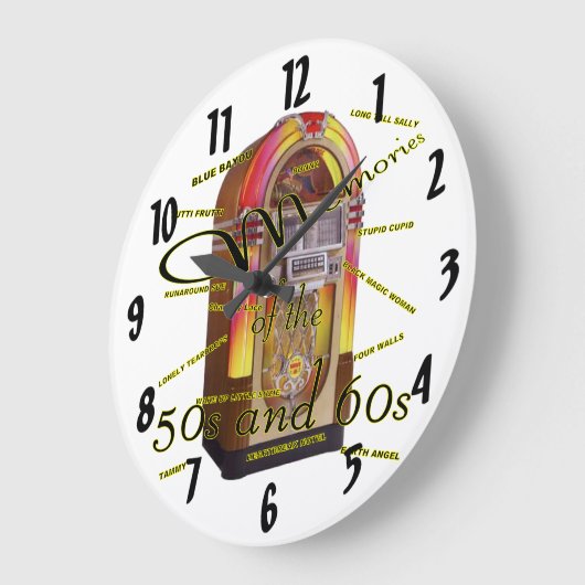 すばらしい五十年代のジュークボックス ラージ壁時計 (傾斜)