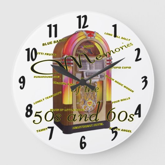 すばらしい五十年代のジュークボックス ラージ壁時計 (正面)