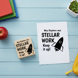 すばらしい仕事を続けてください ゴム印 Teacher Says Stellar Work Keep