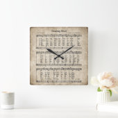 すばらしい優美のヴィンテージの賛美歌の楽譜の時計 スクエア壁時計 (ホーム)
