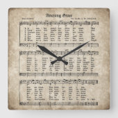 すばらしい優美のヴィンテージの賛美歌の楽譜の時計 スクエア壁時計 (正面)