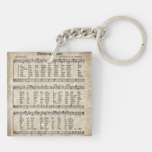 すばらしい優美のヴィンテージの賛美歌の楽譜Keychain キーホルダー (裏面)