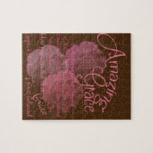 すばらしい優美の美しいピンクのバラのタイポグラフィ ジグソーパズル (横)