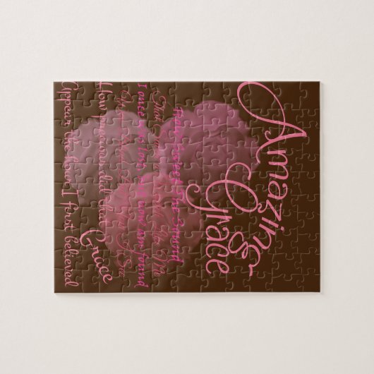 すばらしい優美の美しいピンクのバラのタイポグラフィ ジグソーパズル (横)