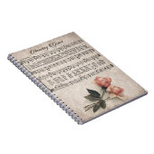 すばらしい優美の賛美歌、ヴィンテージのばら色のノート ノートブック (右側)