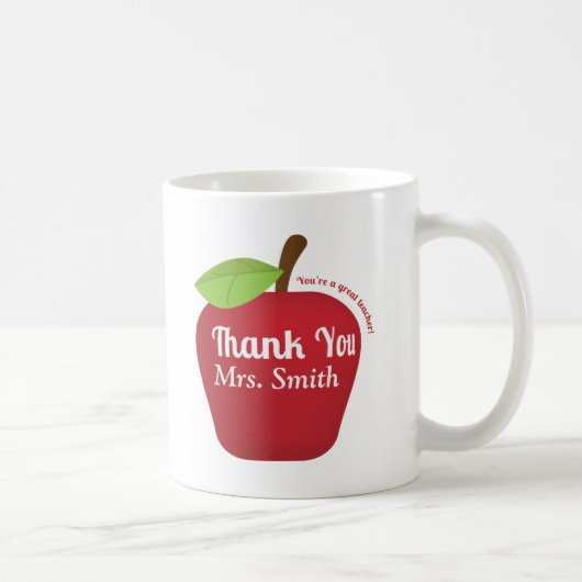 すばらしい先生のための、先生への感謝を表すアップル コーヒーマグカップ (右)