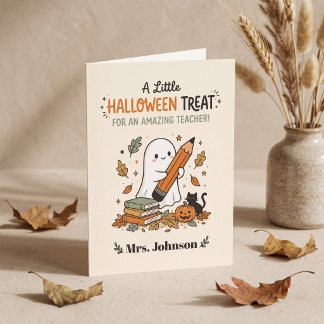 すばらしい先生への小さなハロウィンのプレゼント カード