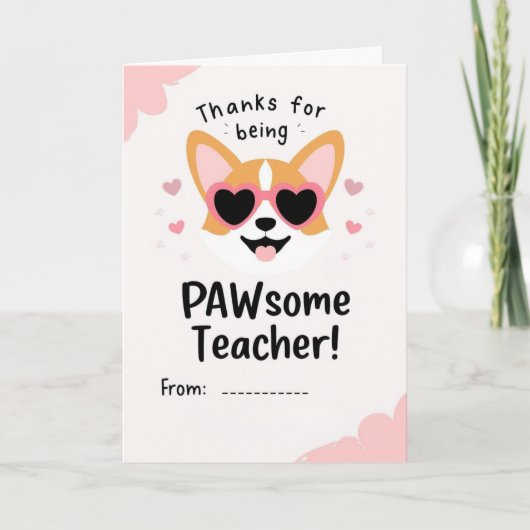 すばらしい先生コーギー バレンタイン クラスルーム カード (正面)