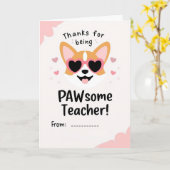 すばらしい先生コーギー バレンタイン クラスルーム カード (黄色い花)