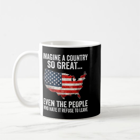 すばらしい国を想像しよう アメリカ地図 7月4日 コーヒーマグカップ (左)