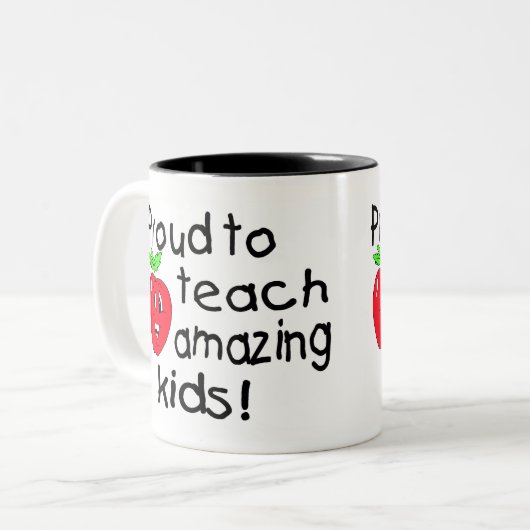 すばらしい子供(Apple)を教えること誇りを持った ツートーンマグカップ (正面左)