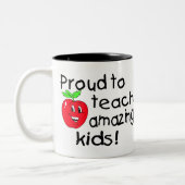 すばらしい子供(Apple)を教えること誇りを持った ツートーンマグカップ (左)