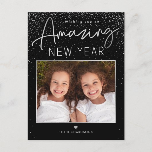 すばらしい年 現代のハッピー・ニューイヤー・フォト・ポストカード シーズンポストカード (正面)