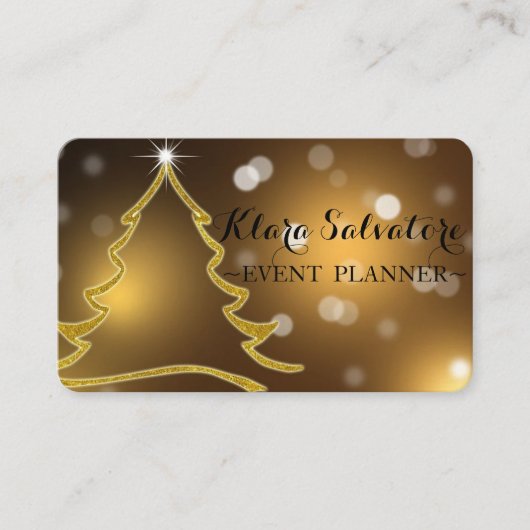 すばらしい愛らしいクリスマス金ゴールドキラキラ輝く木 名刺 (正面)
