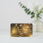 すばらしい愛らしいクリスマス金ゴールドキラキラ輝く木 名刺 (スタンド正面)