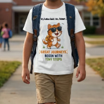 "すばらしい旅" かわいい猫の子供用Tシャツ