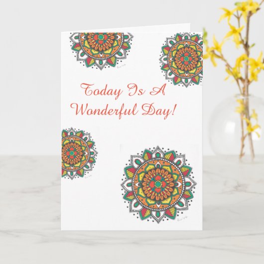 すばらしい日のハッピーバースデーの曼荼羅 カード (黄色い花)