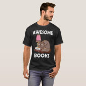 すばらしい本の先生の読書 文学 猲 ネコ Tシャツ (正面フル)