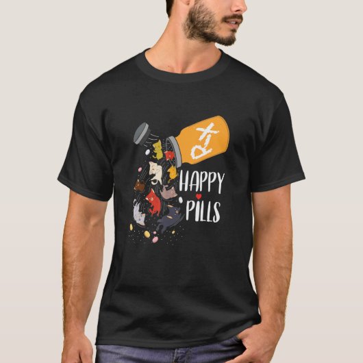 すばらしい猫 幸せな薬 猫 Tシャツ (正面)