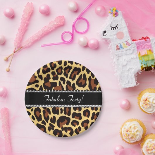 すばらしい第40誕生日のヒョウおよびレースA07 ペーパープレート (パーティー)