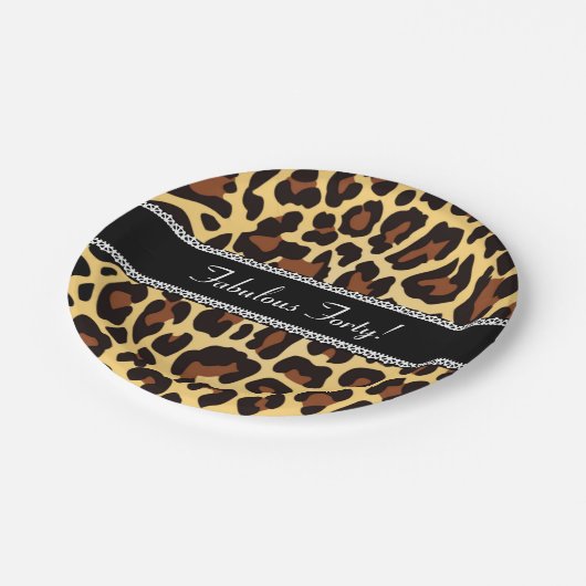 すばらしい第40誕生日のヒョウおよびレースA07 ペーパープレート (アングル)