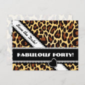 すばらしい第40誕生日のヒョウおよびレースA14 案内ポストカード (正面/裏面)