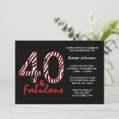 すばらしい第40黒くおよび赤いシマウマの誕生日 招待状 (スタンド正面)