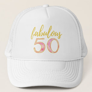 すばらしい第50誕生日のピンクの金ゴールド キャップ