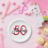 すばらしい第50 |のモダンでエレガントでシックで赤い誕生日 ペーパープレート (パーティー)