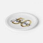 すばらしい第50 |のモダンでエレガントな金ゴールドの誕生日 ペーパープレート (アングル)