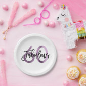 すばらしい第60 |のモダンでシックな薄紫の紫色の誕生日 ペーパープレート (パーティー)