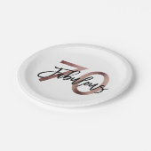 すばらしい第70 |のモダンでエレガントなばら色の金ゴールドの誕生日 ペーパープレート (アングル)