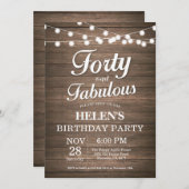 すばらしい素朴な第40誕生日の招待状木 招待状 (正面/裏面)