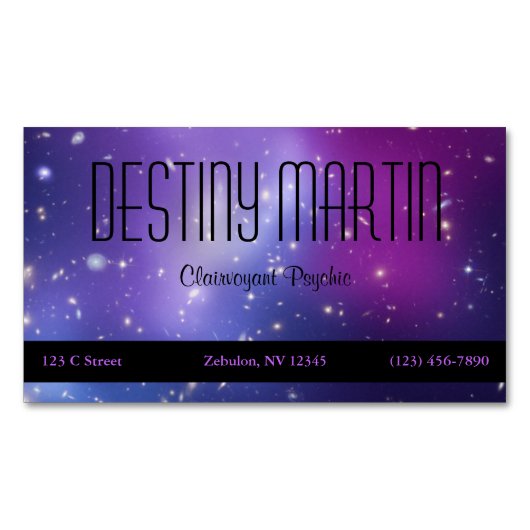 すばらしい紫の宇宙のメタフィジカル マグネット名刺 (正面)