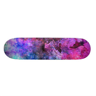 すばらしい紫色の水彩画の抽象芸術 スケートボード