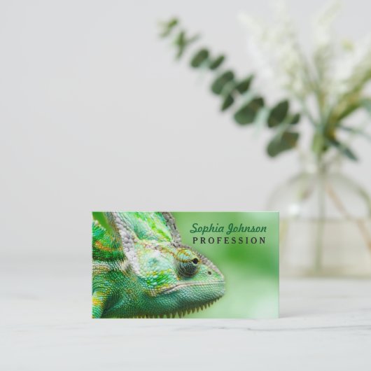 すばらしい緑のハ虫類のカメレオン 名刺 (スタンド正面)