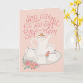 すばらしい義理の母のためのマザーズデイの茶セットデザイン カード (黄色い花)