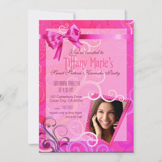 すばらしい菓子16のカラオケの誕生会の写真 招待状 (正面)