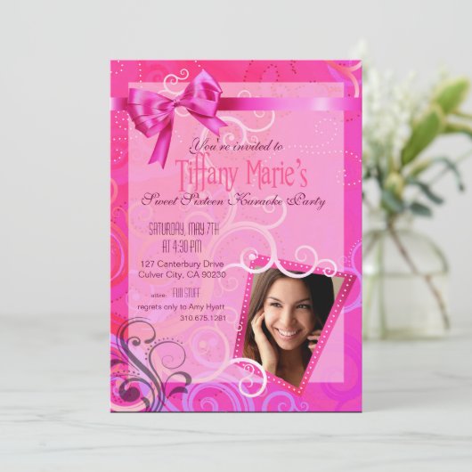 すばらしい菓子16のカラオケの誕生会の写真 招待状 (スタンド正面)