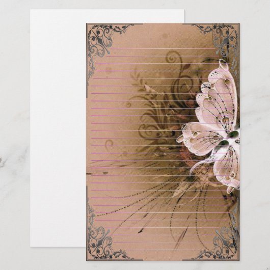 すばらしい蝶ピクセル芸術 便箋 (正面/裏面)