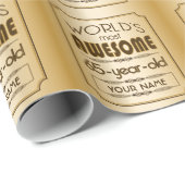 すばらしい金ゴールド第65の誕生祝いの世界のベスト ラッピングペーパー (ロールコーナー)