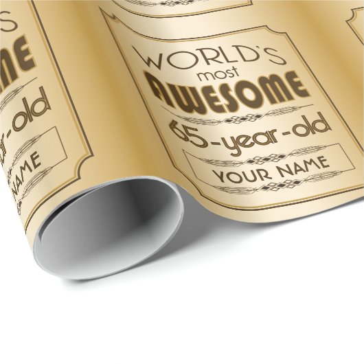 すばらしい金ゴールド第65の誕生祝いの世界のベスト ラッピングペーパー (ロールコーナー)